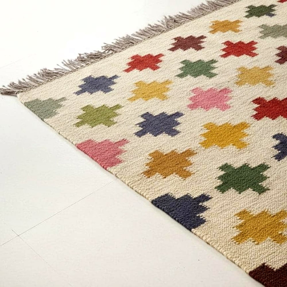 Handmade Multicolor Jute Vintage Dhurrie For Home